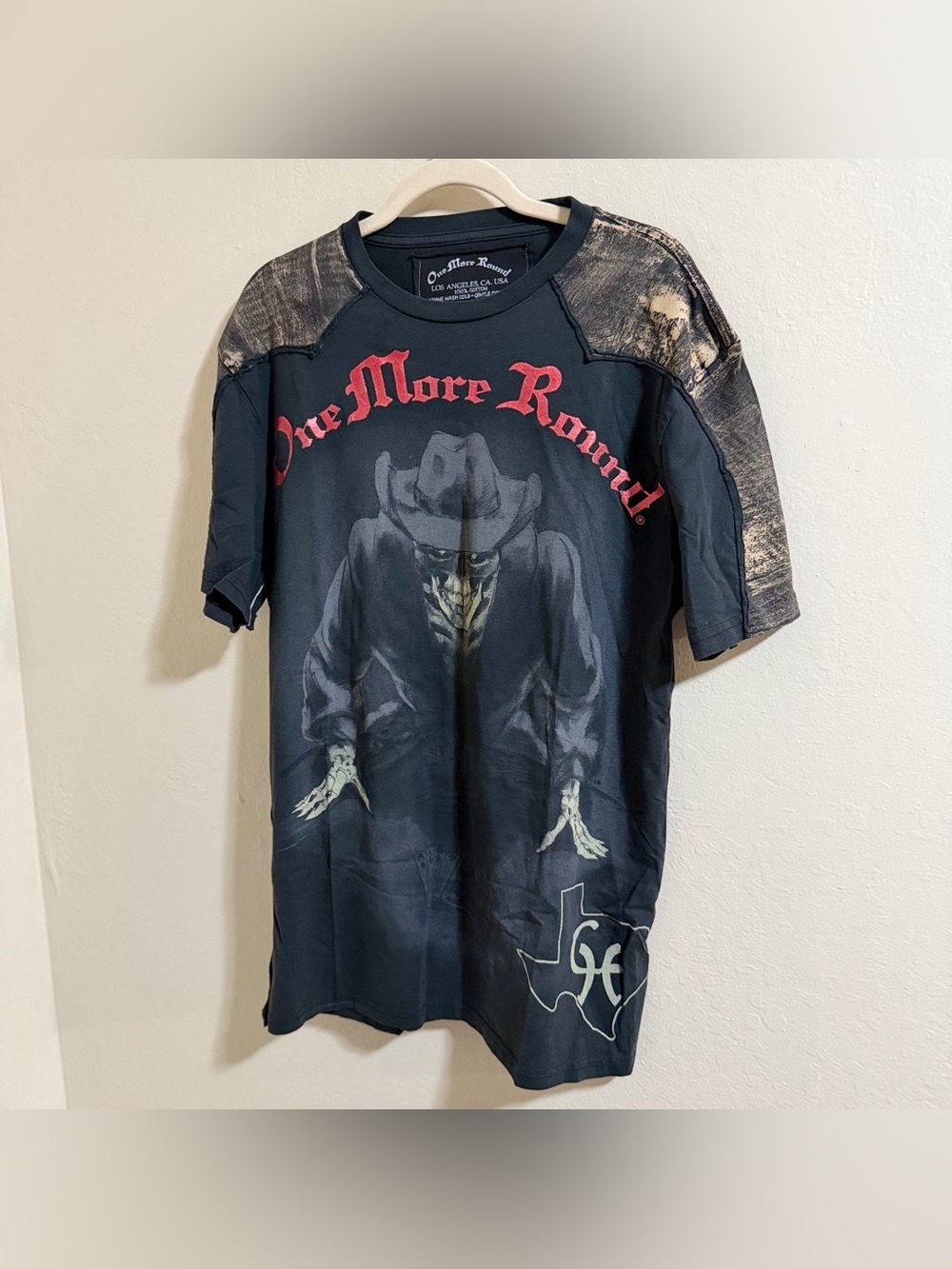 Vtg One More Round Shirt Mens L MMA Cowboy Skeleton Graphic Tee Y2K Affliction - Picture 2 of 10